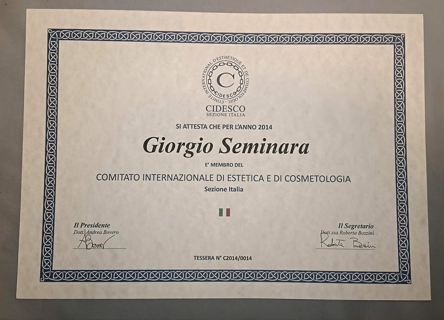 Membro CIDESCO — Comitato Internazionale di Estetica e Cosmetologia — CIDESCO Sezione Italia
